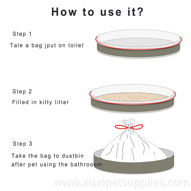 Cat Litter Box Liners with Handle Thickening Adjustable Drawstring Litter Pan Bags Durable Pet Kitty Litter Bags